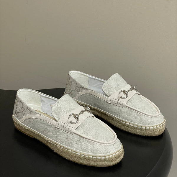 GG 26ss Slip-on Loafers Ivory Denim 593495