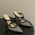CD 26 High-Heeled Mules Black Beige Mesh Sheepskin 593588