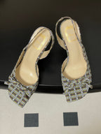 CD 26 Slingback 85 Multicolor Plaid Leather Silk Fabric 593600