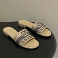CC 26s Flat Sandals Beige Sheepskin Rhinestones 649514