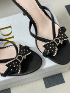 CD 26SS D'Trick Heeled Sandal 10cm Black Bow Detail Sheepskin 632581