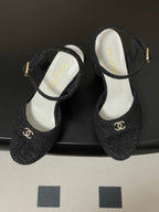 CC 26SS Platform Sandals 120mm Black Double C Tweed 632570