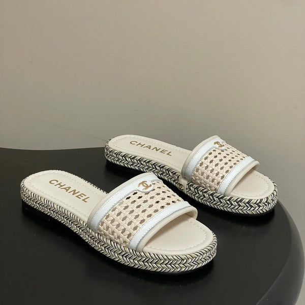 CC 26s Platform Slippers Light Beige Cowhide 649459