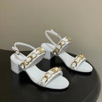 CC 26s Buckle Chain Sandals 55 White Sheepskin 649473