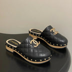CC 26s Flat Mule Black Beige Cowhide 649404