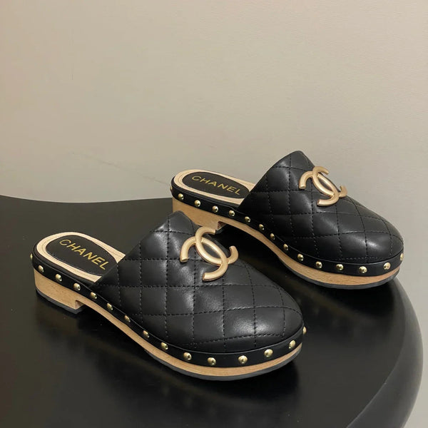 CC 26s Flat Mule Black Beige Cowhide 649404