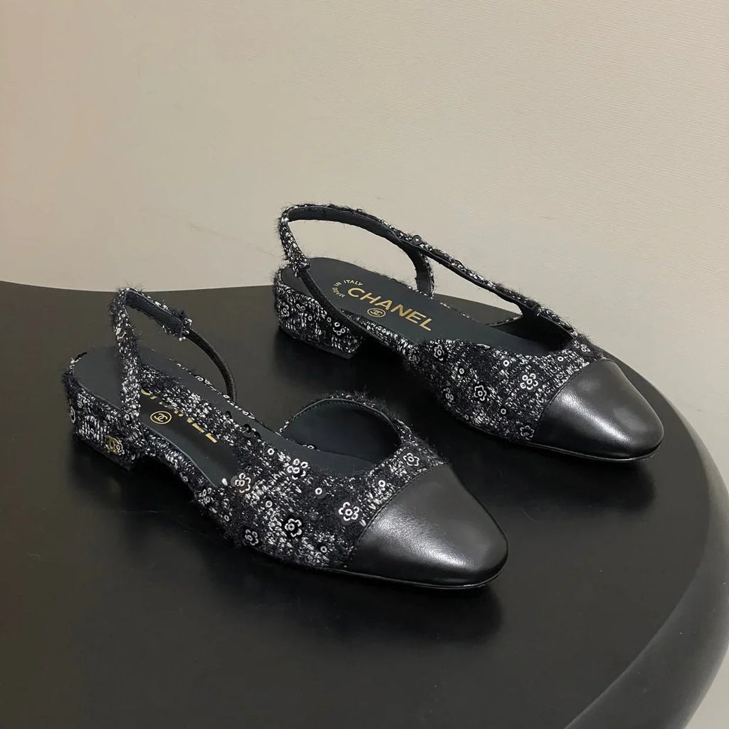 CC 26s Slingback Black Tweed Sheepskin 649420