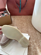 Loro Piana Charms Walk Flat Mules Targan Green Suede 623545