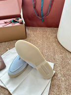 Loro Piana Charms Walk Flat Mules Water Blue Suede 623557