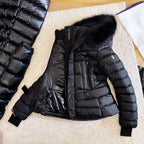 Moncler 2025  Grenoble 'Beverley' Hooded Shearling-trimmed Ski Black Down Jacket