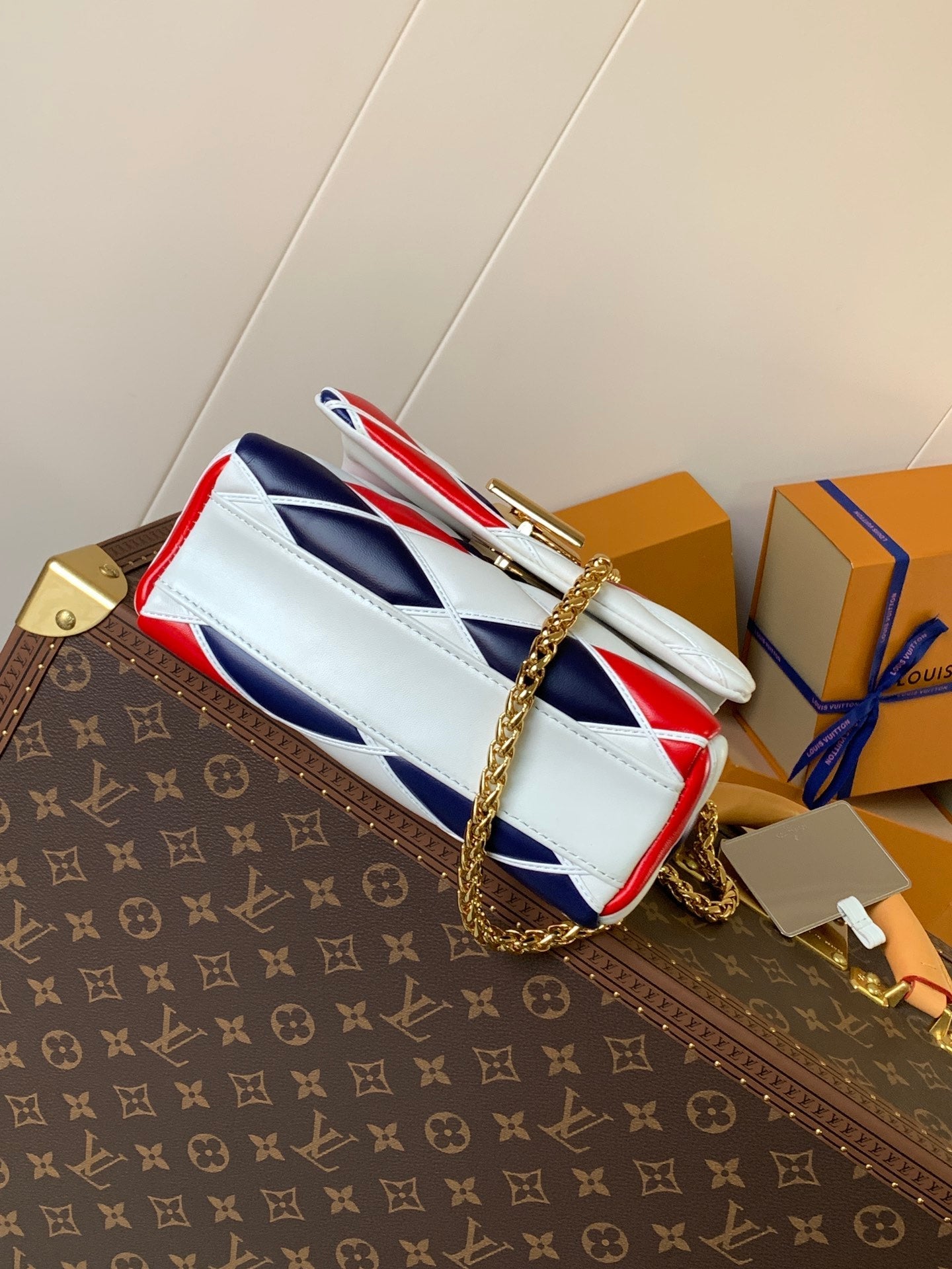 LV GO-14 MM 23cm Black White Red Lambskin GHW