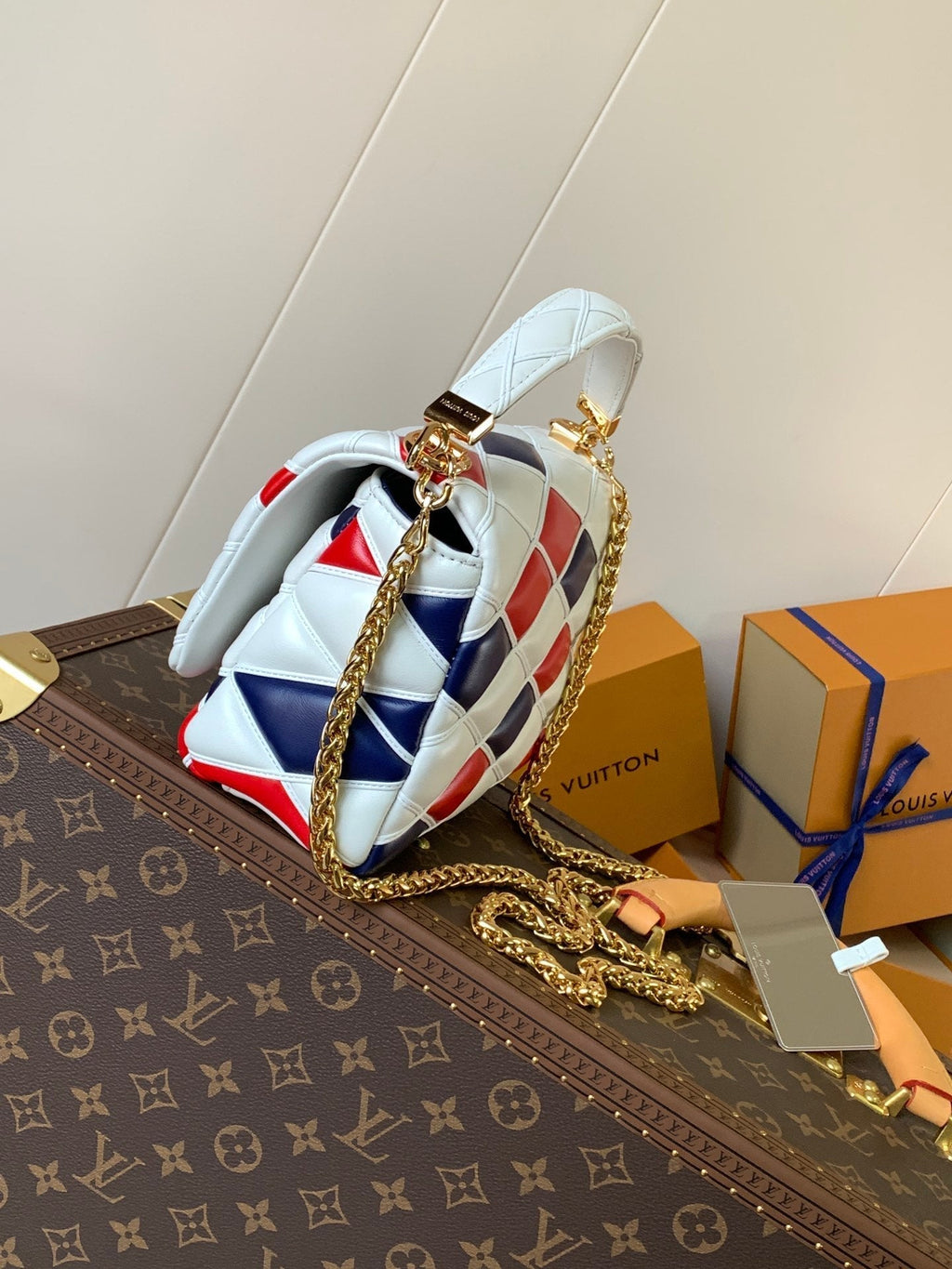 LV GO-14 MM 23cm Black White Red Lambskin GHW