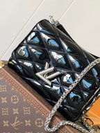 LV GO-14 MM 23cm Black Patent Leather Metal HW