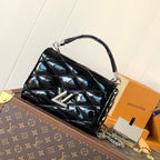LV GO-14 MM 23cm Black Patent Leather Metal HW