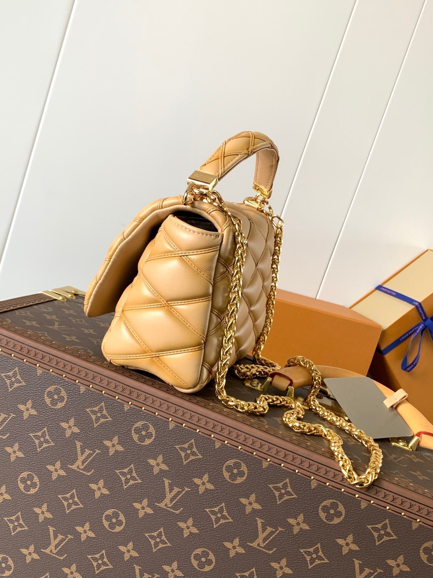LV GO-14 MM 23cm Light Brown Lambskin GHW