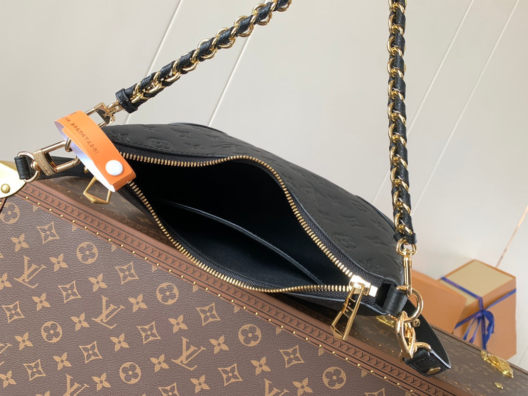 LV Boulogne PM 29cm Black Monogram Shadow Embossed Cowhide GHW
