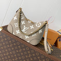 LV Boulogne PM 29cm Gray Cream Embossed Cowhide GHW