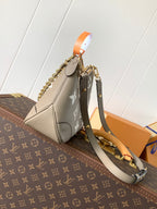 LV Boulogne PM 29cm Gray Cream Embossed Cowhide GHW