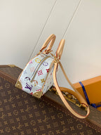 LV Handbag East West White Beige Monogram Canvas Cowhide