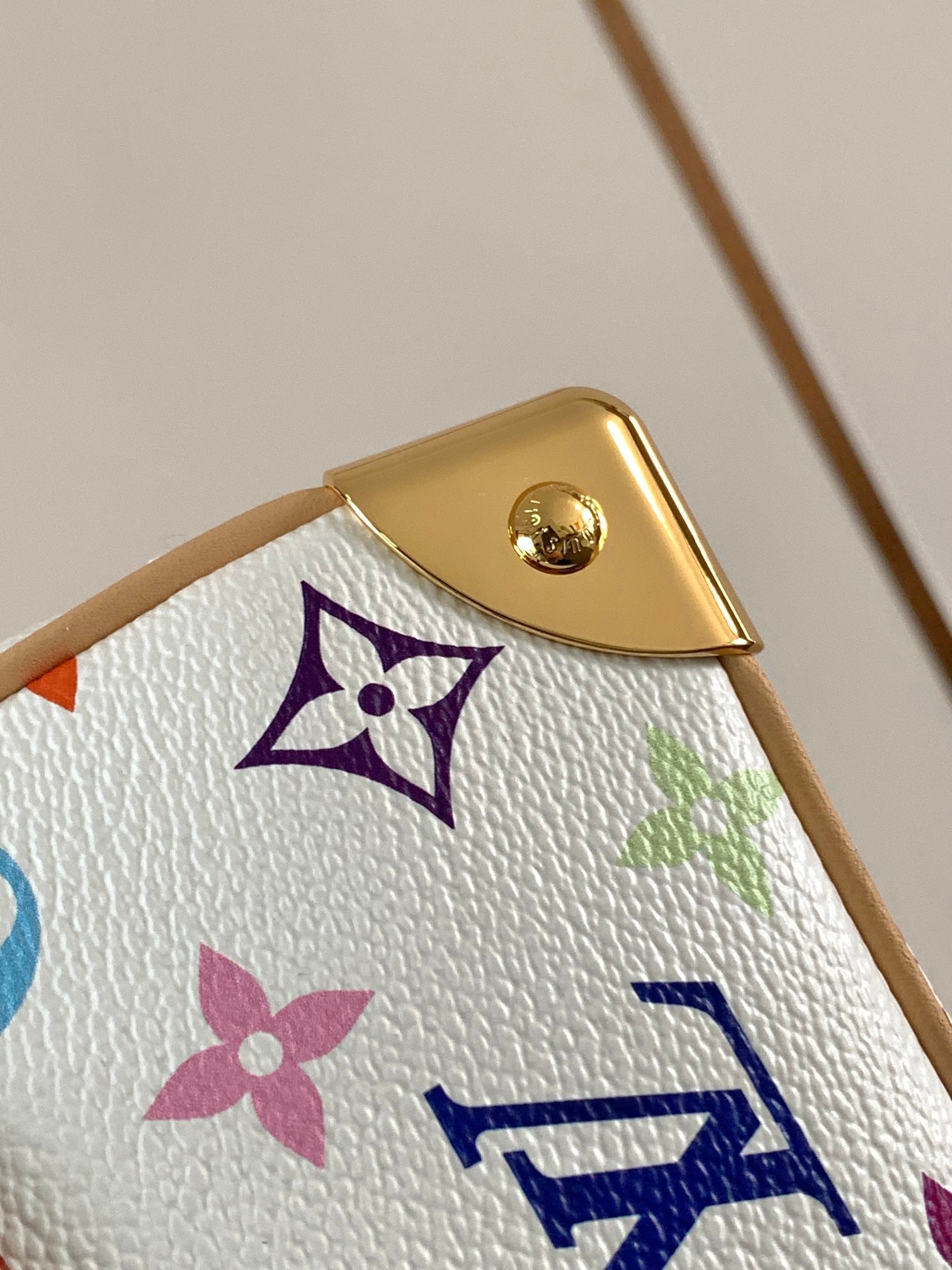 LV Handbag East West White Beige Monogram Canvas Cowhide