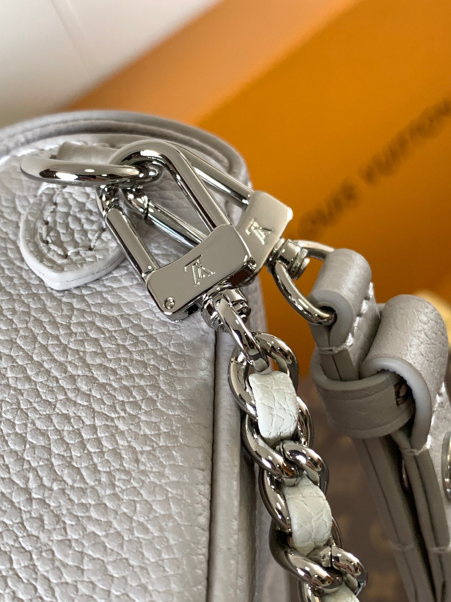 LV WOC 23.5cm Brume Gray Embossed Cowhide Metal HW