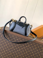LV Nano LV Biker 23cm Black Light Gray Sheepskin & Cowhide Metal
