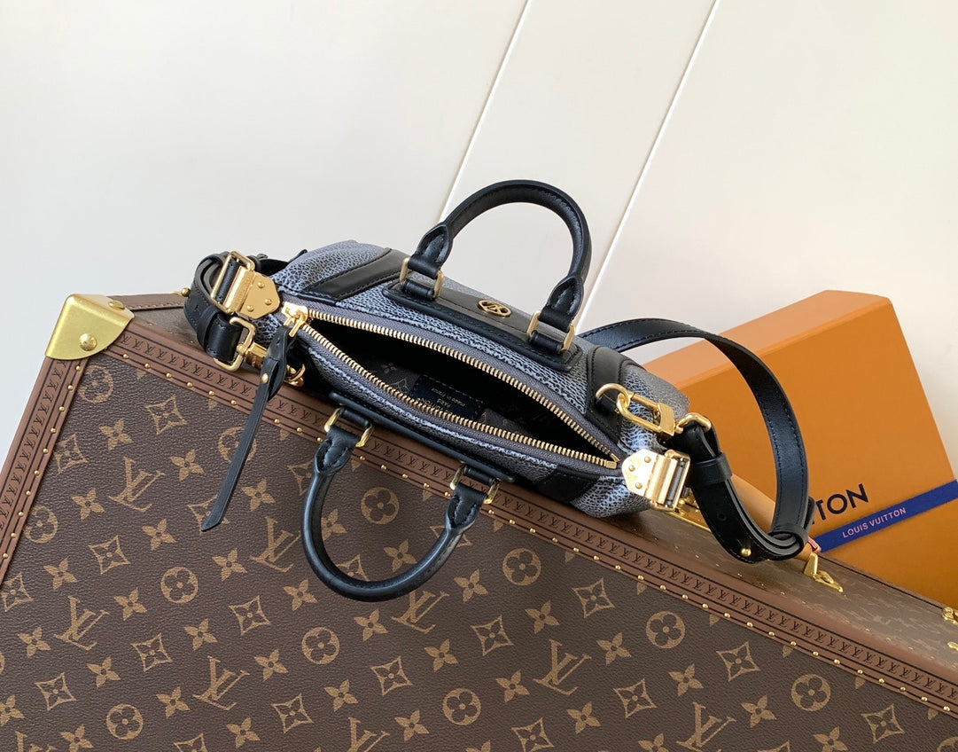LV Nano LV Biker 23cm Black Light Gray Sheepskin & Cowhide Metal