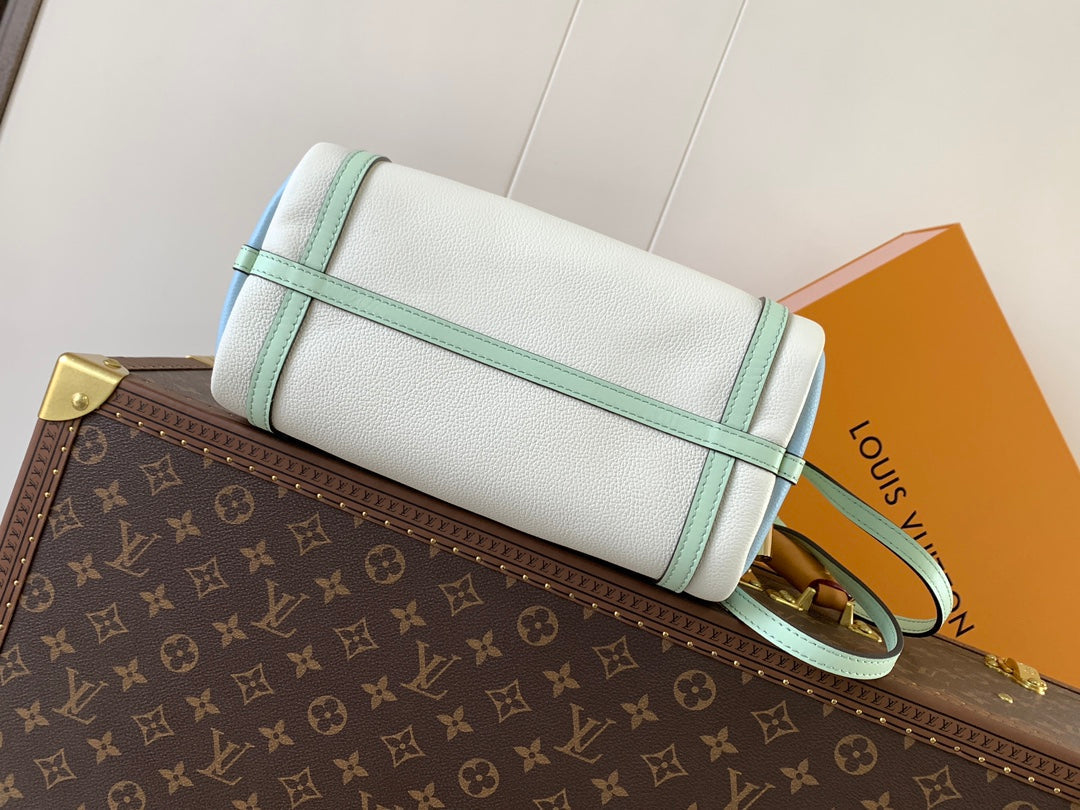 LV M26905 Express PM Handbag 26cm Sea Mist Cowhide GHW