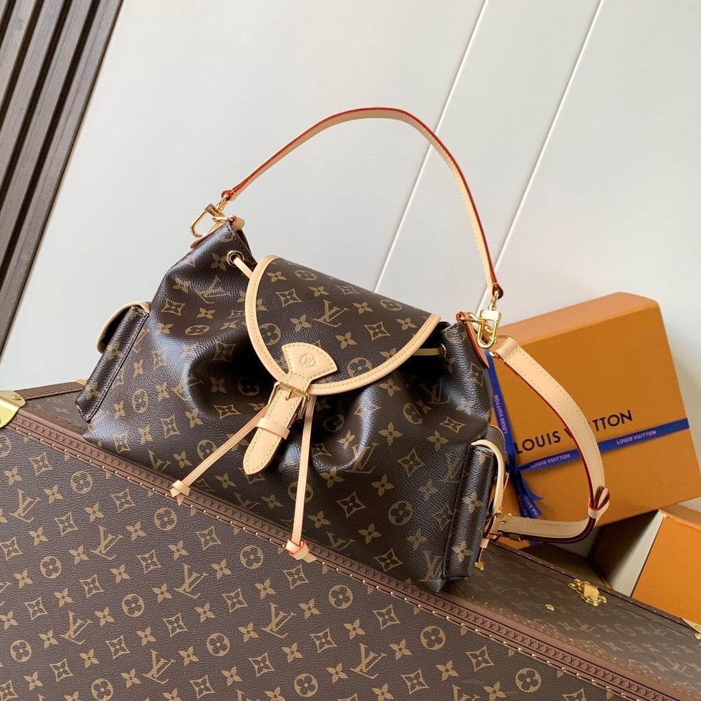 LV Odyssee MM 36cm Brown Beige Monogram Canvas & Cowhide