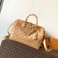 LV M11323 Speedy Soft 30 Apricot Monogram Empreinte Leather