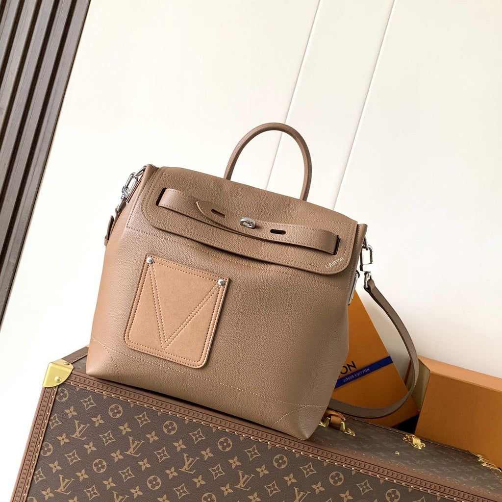 LV Steamer 30 Brown Suede Leather