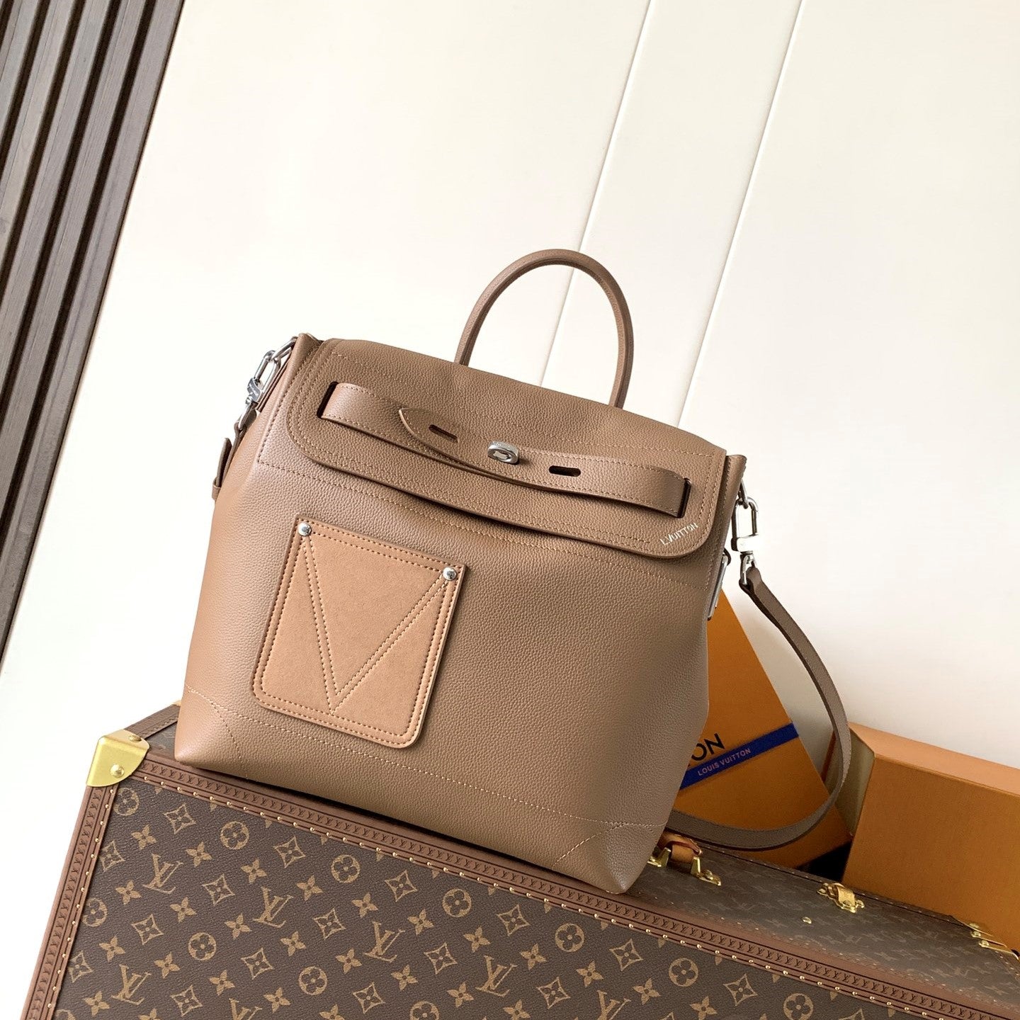 LV Steamer 30 Brown Suede Leather