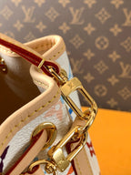 LV Nano Noé Bag White Beige Monogram Canvas Cowhide 281677