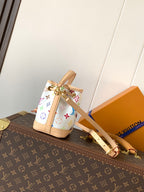 LV Nano Noé Bag White Beige Monogram Canvas Cowhide 281677