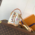 LV Nano Noé Bag White Beige Monogram Canvas Cowhide 281677