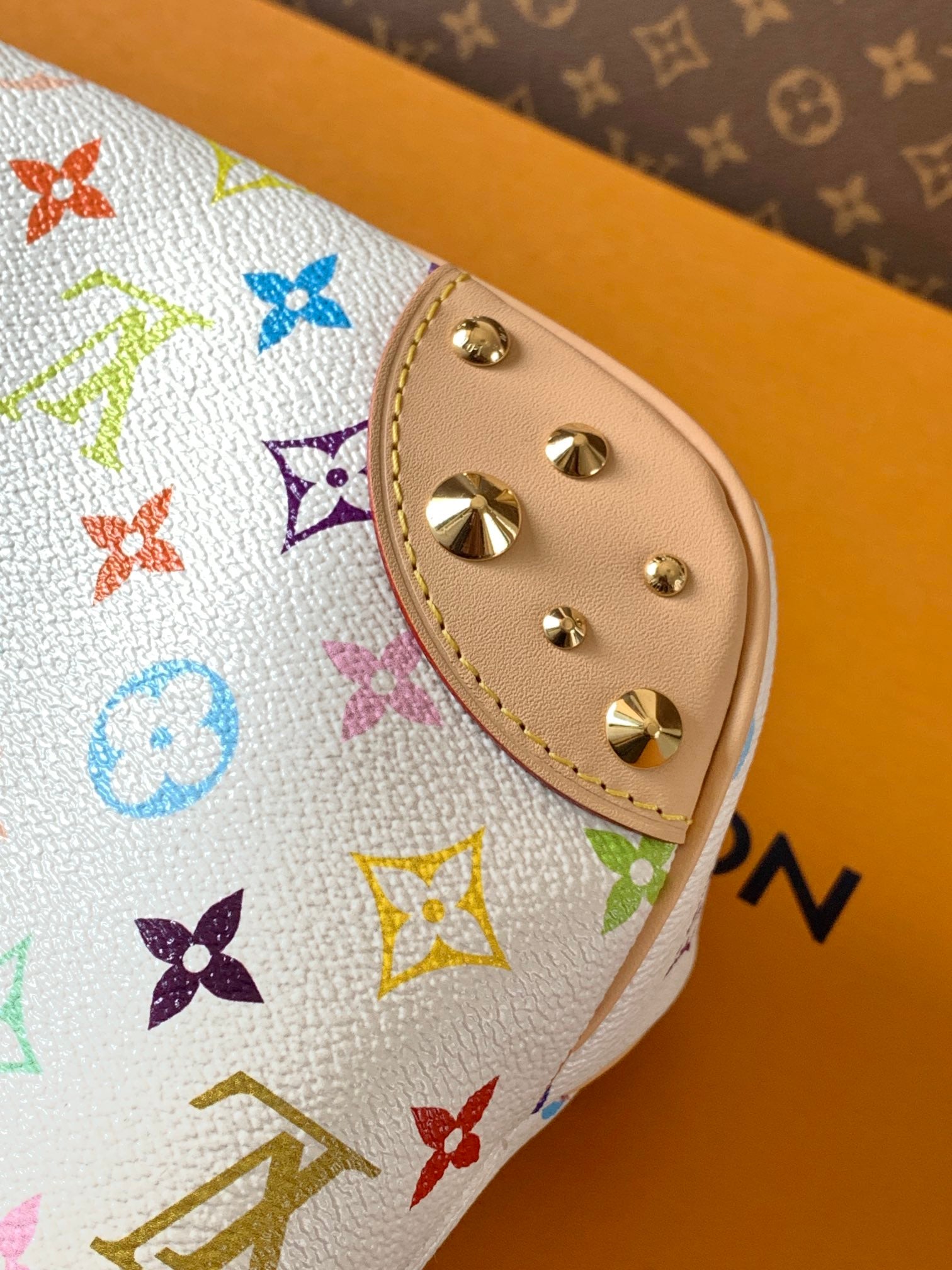 LV Boulogne PM Bag White Beige Monogram Canvas Cowhide 281679