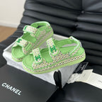 Dad Sandals Sheepskin Light Green