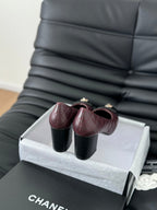 cc classic ballet flat with heel burgundy quilted calfskin