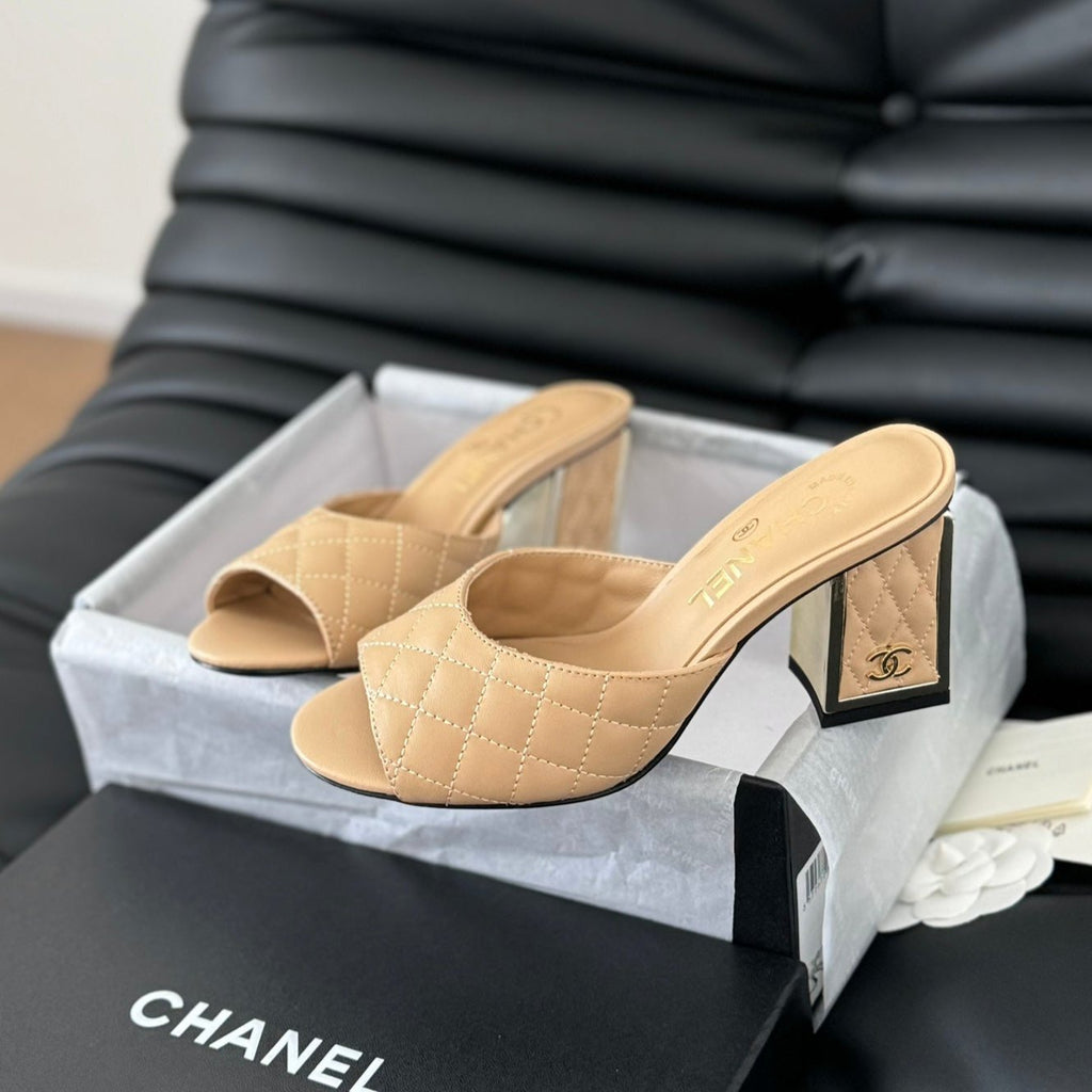 cc sandal 70 beige quilted calfskin