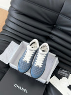 CC SNEAKER IN AEGEAN BLUE MIX WHITE EMBROIDERED LAMBSKIN