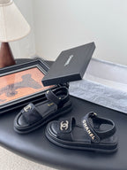 Chanel Sandal Black Horsehair Calfskin 399232