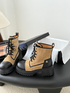 CC 25 ankle boots beige black suede sheepskin 458765
