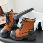 CC 25 ankle boots burnt orange black suede sheepskin 458766