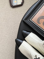 CC 25 Mary Jane boots white black sheepskin 458771
