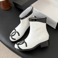 CC 2025   Cambon Mid-Calf Short Boots White Black Cowhide 550633