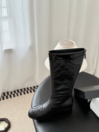 CC 2025 Vintage Cambon Mid-Calf Boots Black Cowhide 550636