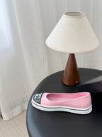 CC 26P Ballet Flat Black Pink Patent Leather Lambskin 670803