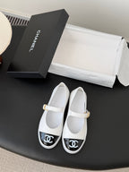 CC 26P Mary Jane Black White Patent Leather Lambskin 670806