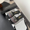 CC 26SS Slippers Black Colorful Woven Lambskin 670822