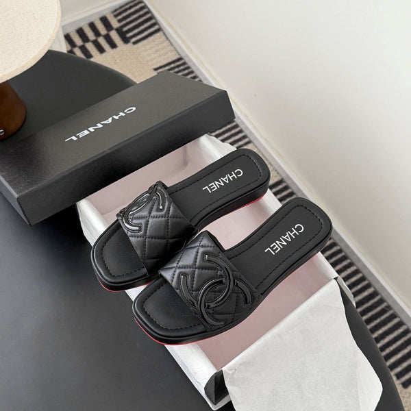 CC 26K Cambon Slippers Full Black Lambskin 670825